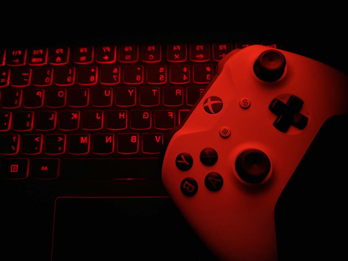 computer hardware red Xbox game controller computer keyboard